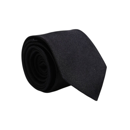 Dolce & Gabbana Black Solid Silk Adjustable Necktie Tie