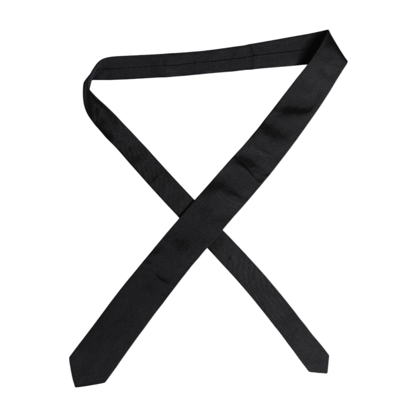 Dolce & Gabbana Black Solid Silk Adjustable Necktie Tie