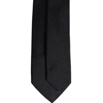 Dolce & Gabbana Black Solid Silk Adjustable Necktie Tie