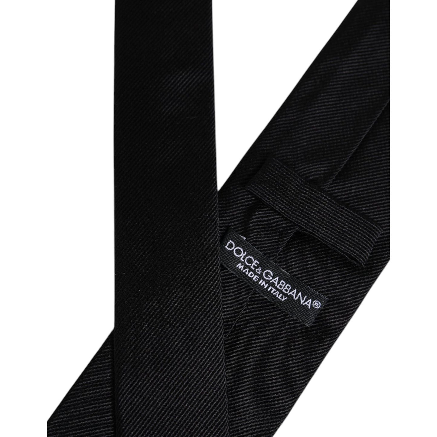 Dolce & Gabbana Black Solid Silk Adjustable Necktie Tie