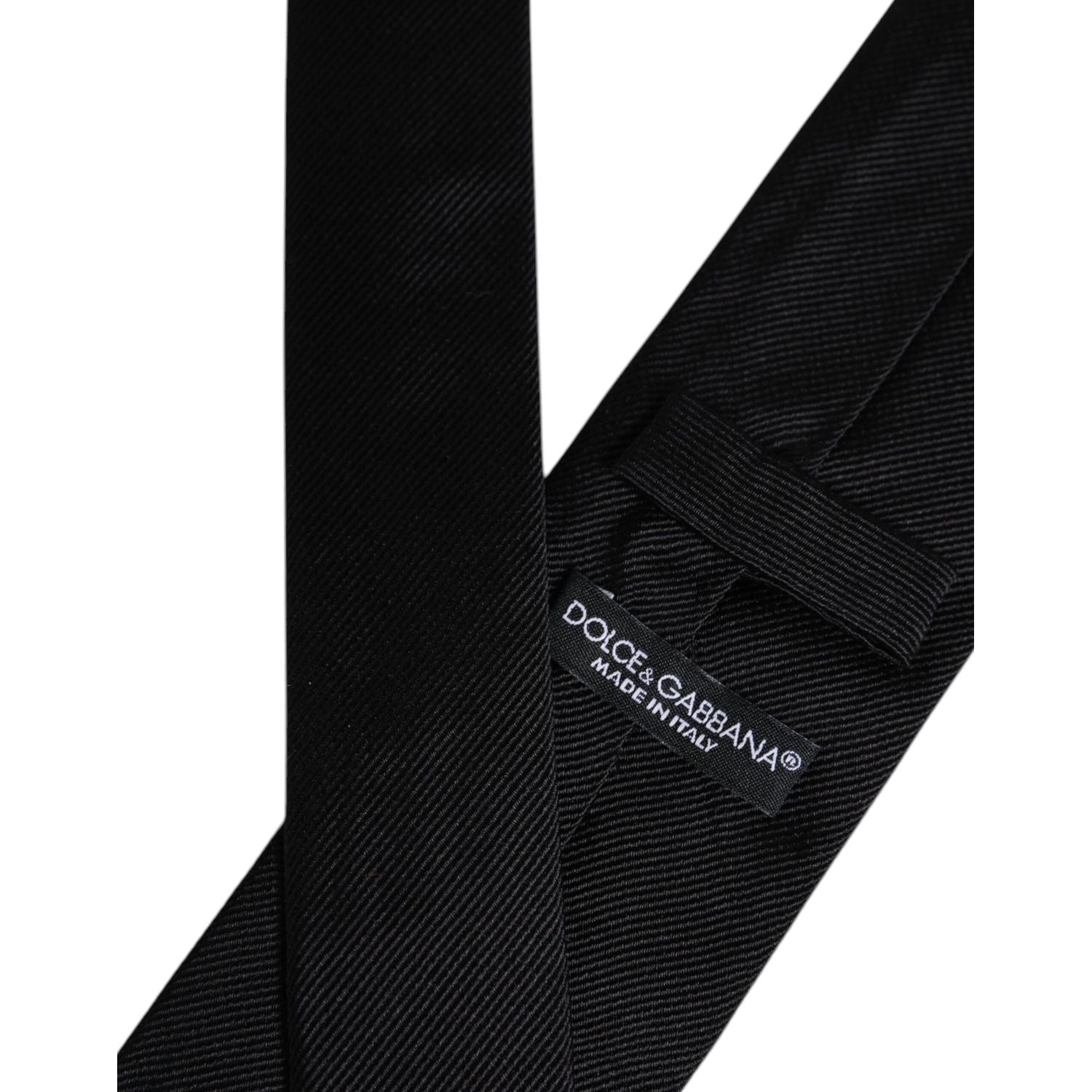 Dolce & Gabbana Black Solid Silk Adjustable Necktie Tie