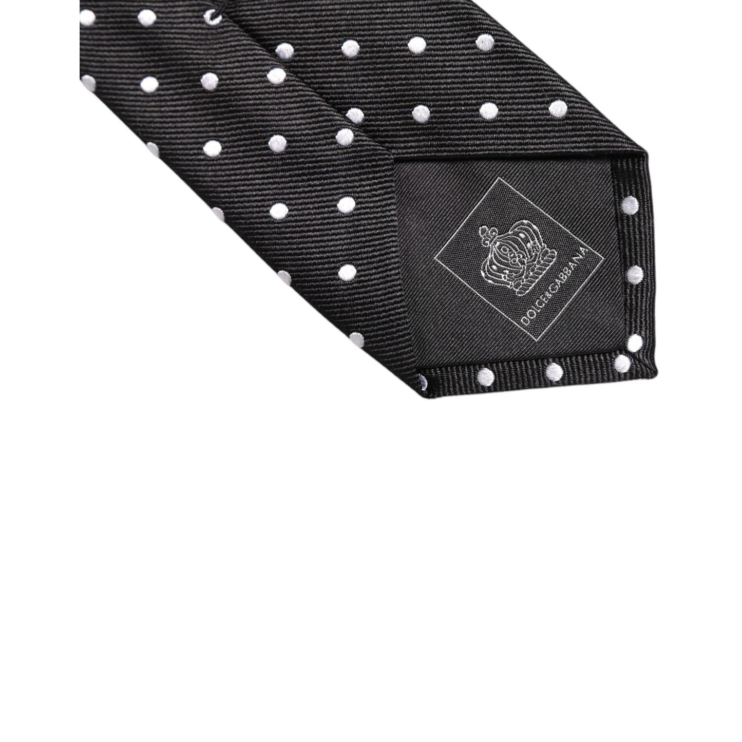 Dolce & Gabbana Black Polka Dots Silk Adjustable Necktie Tie