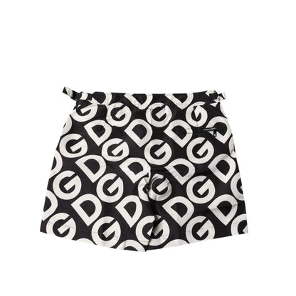 Dolce & Gabbana Black White Logo Beachwear Shorts Swimwear