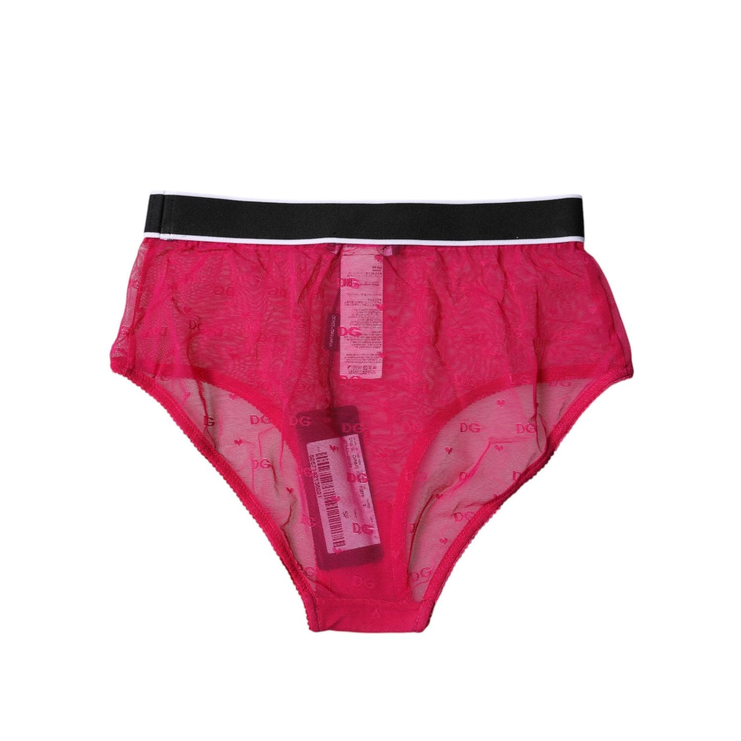 Dolce & Gabbana Fuchsia Tulle Nylon Mid Waist Panty Underwear