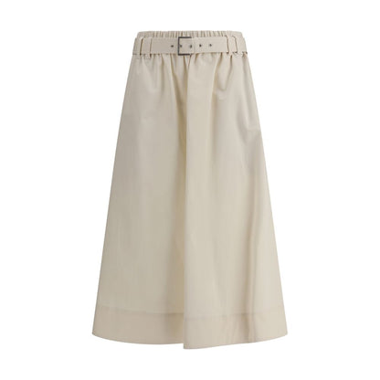 Brunello Cucinelli Cream Wide Long Skirt