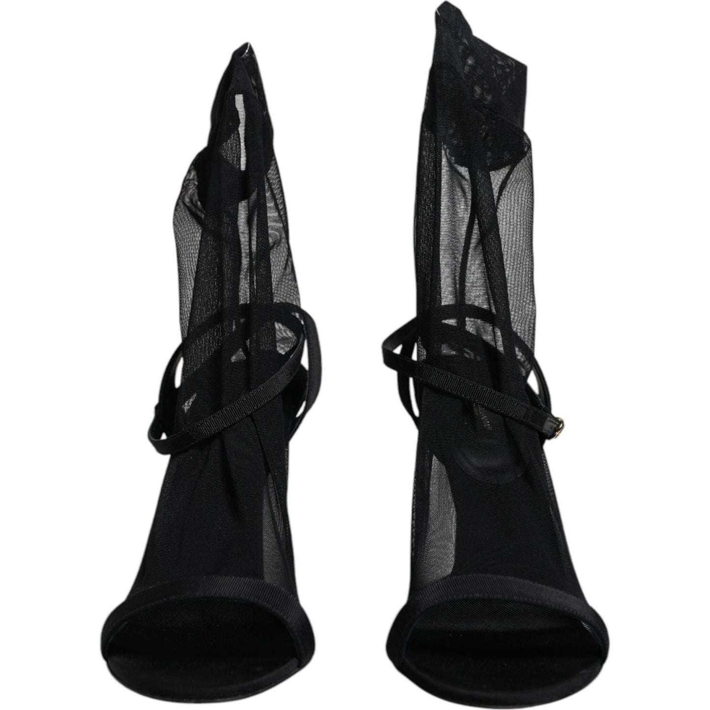 Dolce & Gabbana Black Tulle Stretch Heels Sandals Shoes LA12536-39
