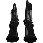 Dolce & Gabbana Black Tulle Stretch Heels Sandals Shoes LA12536-39