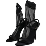 Dolce & Gabbana Black Tulle Stretch Heels Sandals Shoes LA12536-39