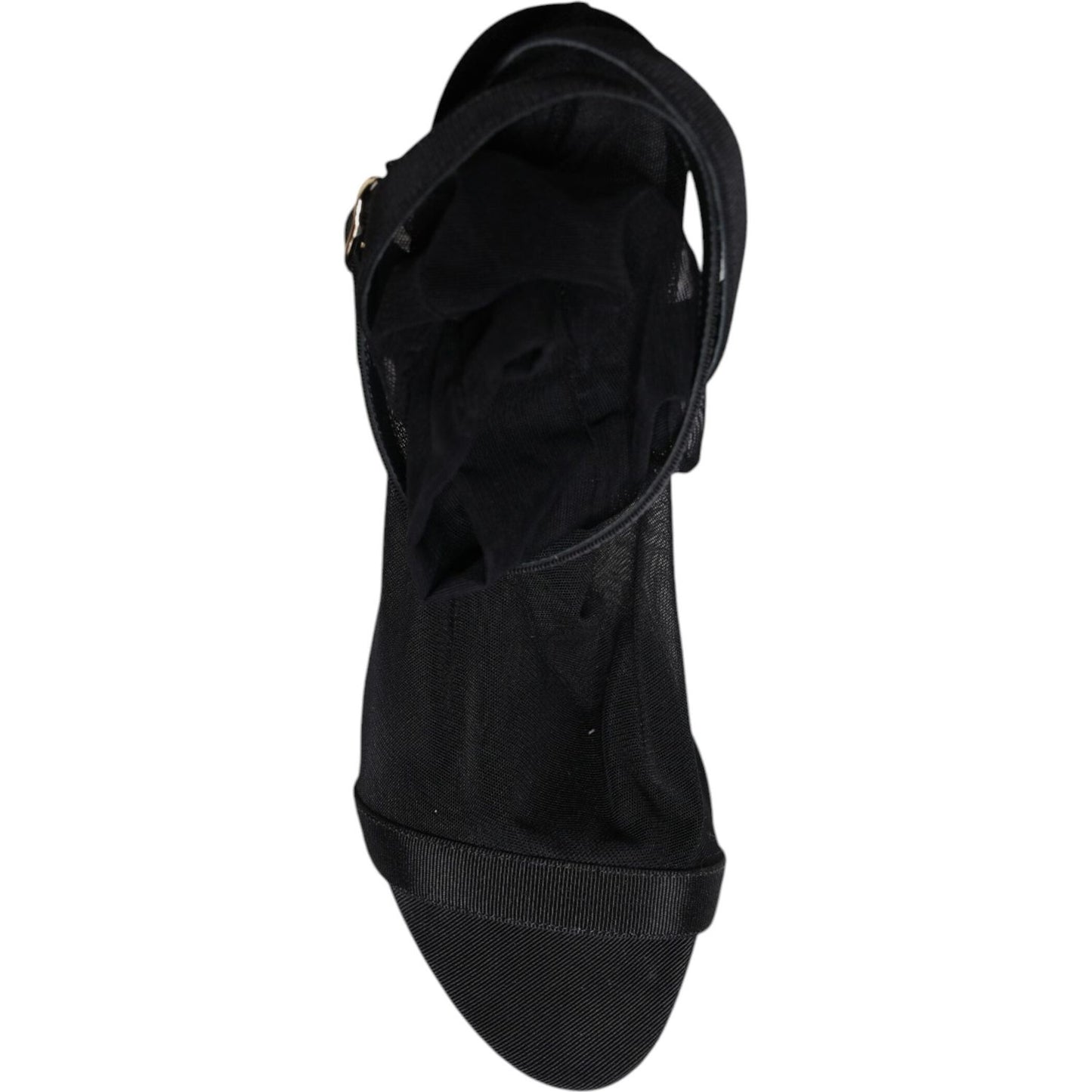 Dolce & Gabbana Black Tulle Stretch Heels Sandals Shoes LA12536-39