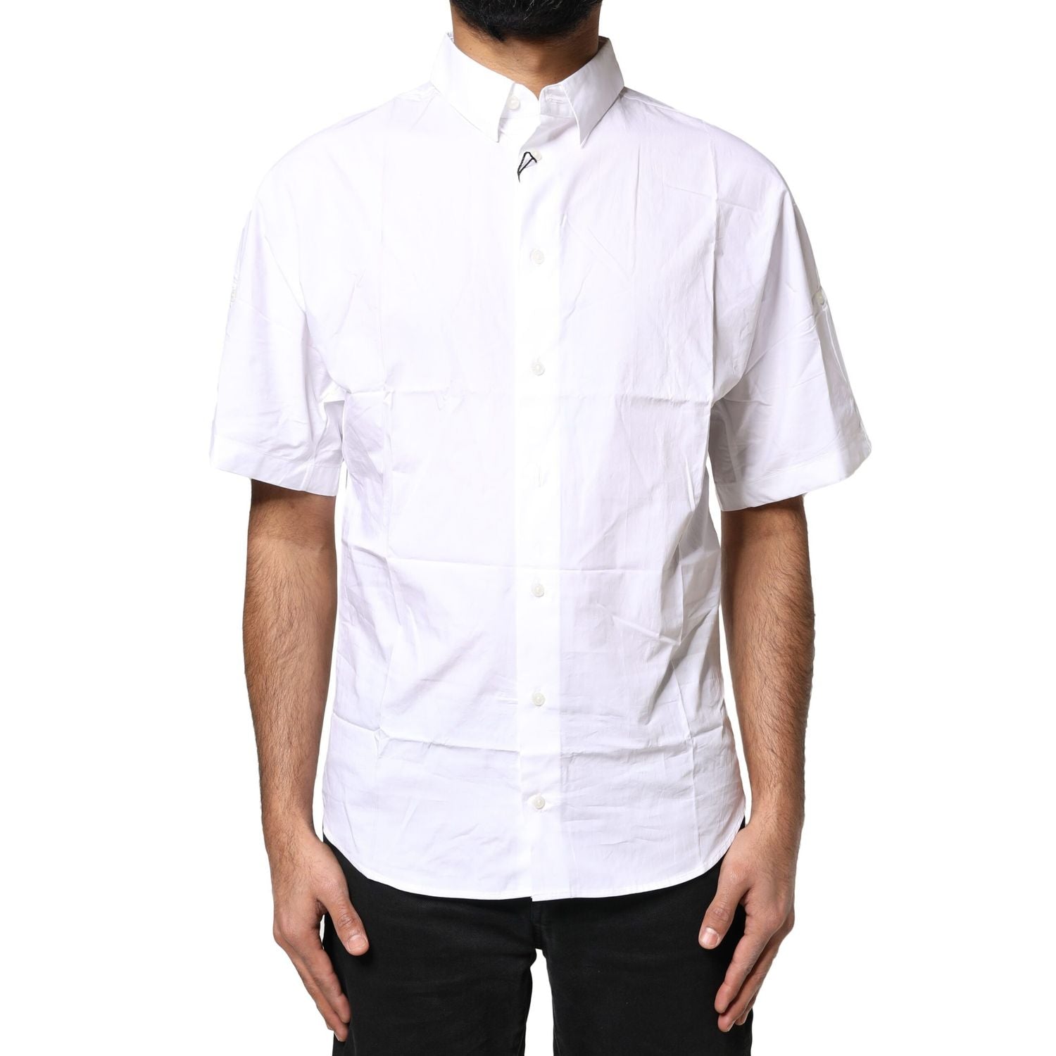 Dolce & Gabbana White Cotton Button Down Casual Men Polo Shirt