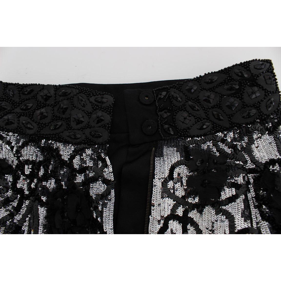 Dolce & Gabbana Black Crystal Sequined Mini Shorts