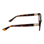 Side view of Guess Brown Women Glasses Frame showing tortoise shell pattern and plastic material with branded temple detail.