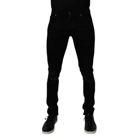 Dolce & Gabbana Black Cotton Stretch Skinny Men Denim Jeans