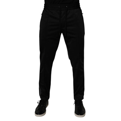 Dolce & Gabbana Black Polyester Men Jogger Sweatpants Pants