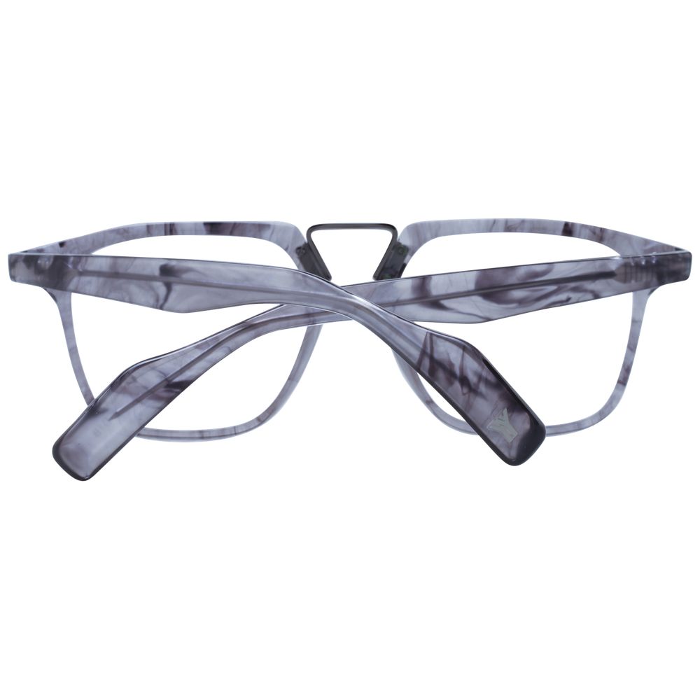 Yohji Yamamoto Gray Men Glasses Frame, square style, full-rim, metal & plastic, 53-17-148 size, demo lenses included.
