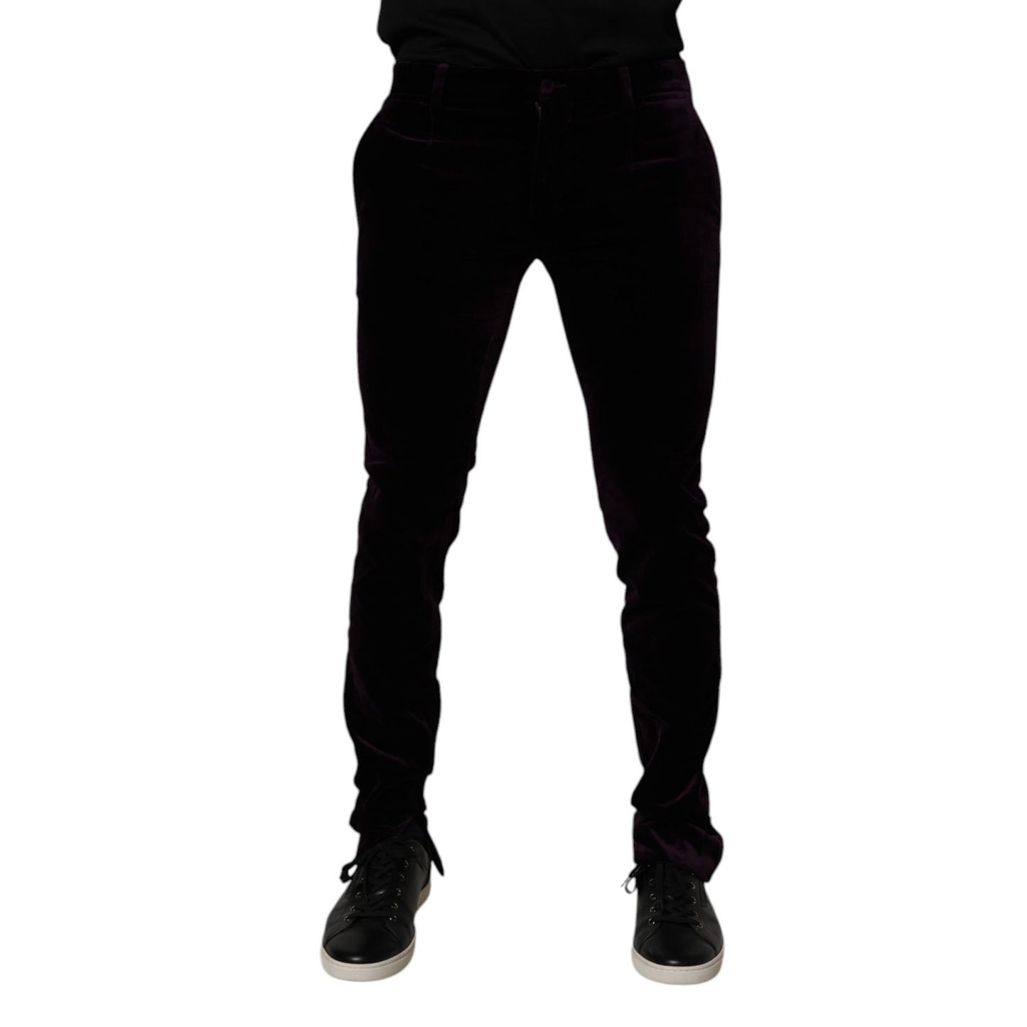 Dolce & Gabbana Violet Velvet Cotton Men Dress Formal Pants