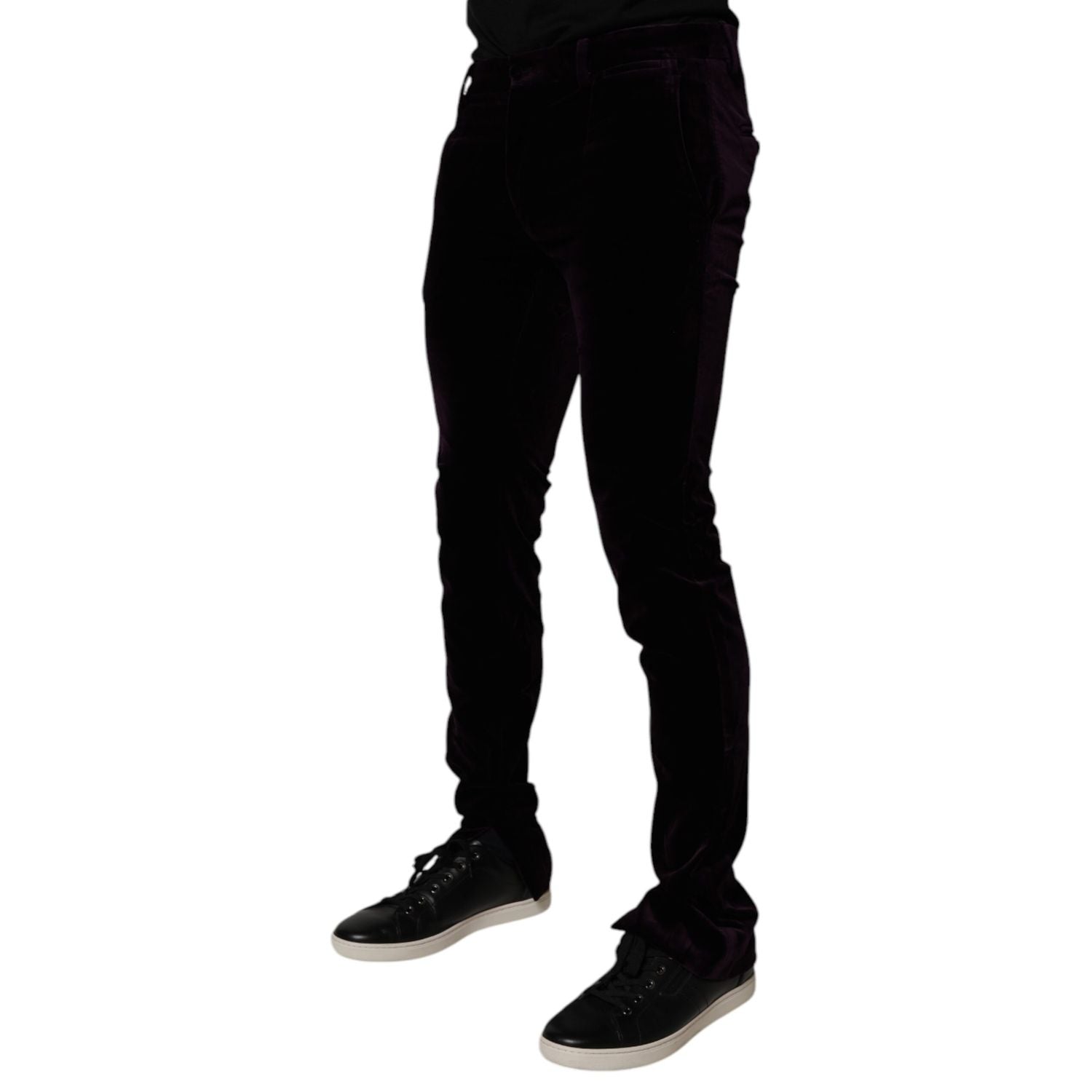 Dolce & Gabbana Violet Velvet Cotton Men Dress Formal Pants