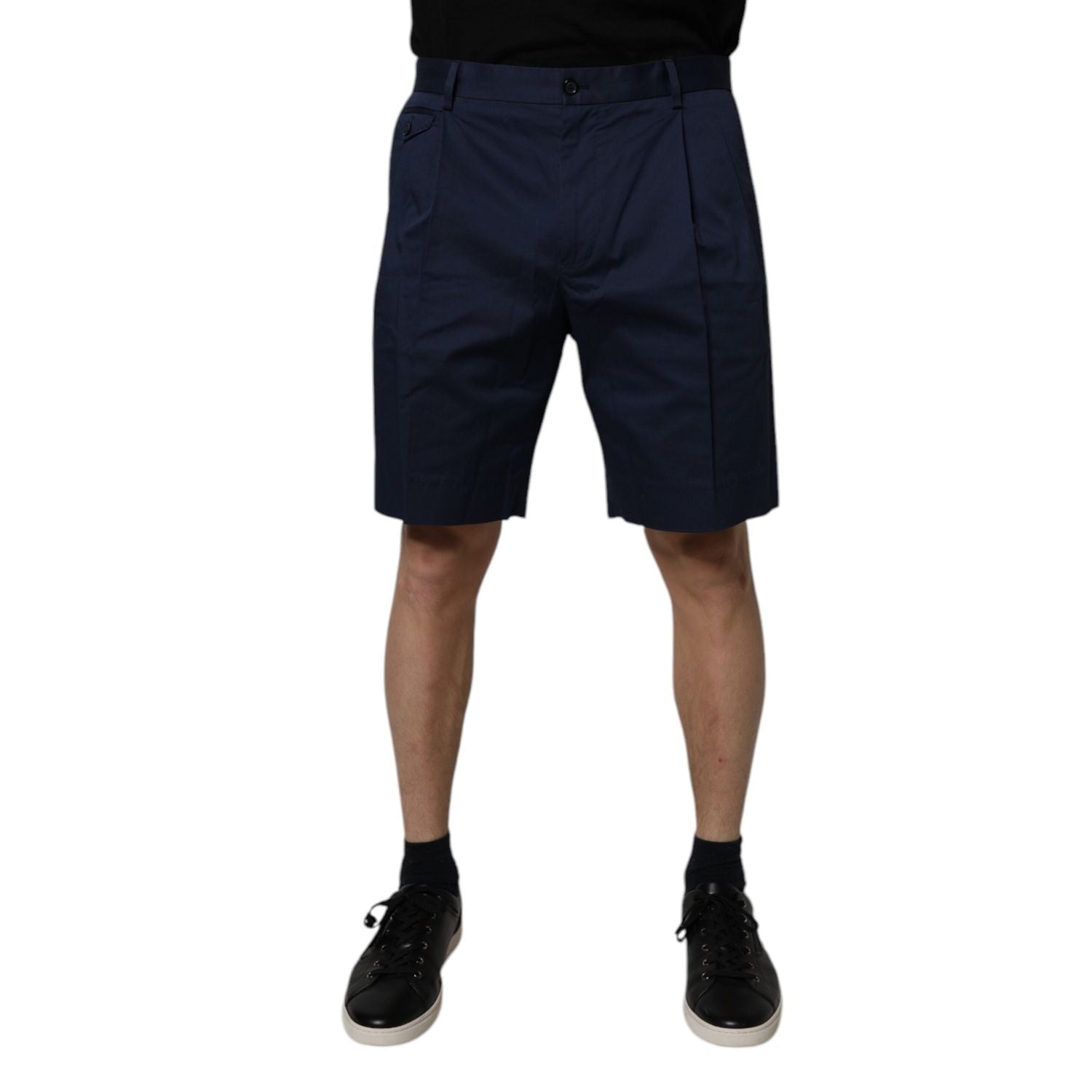 Dolce & Gabbana Dark Blue Cotton Mid Waist Men Bermuda Shorts