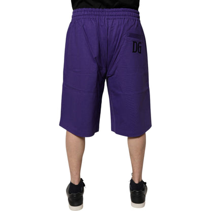 Dolce & Gabbana Purple Cotton Men Bermuda Sweatshorts Shorts