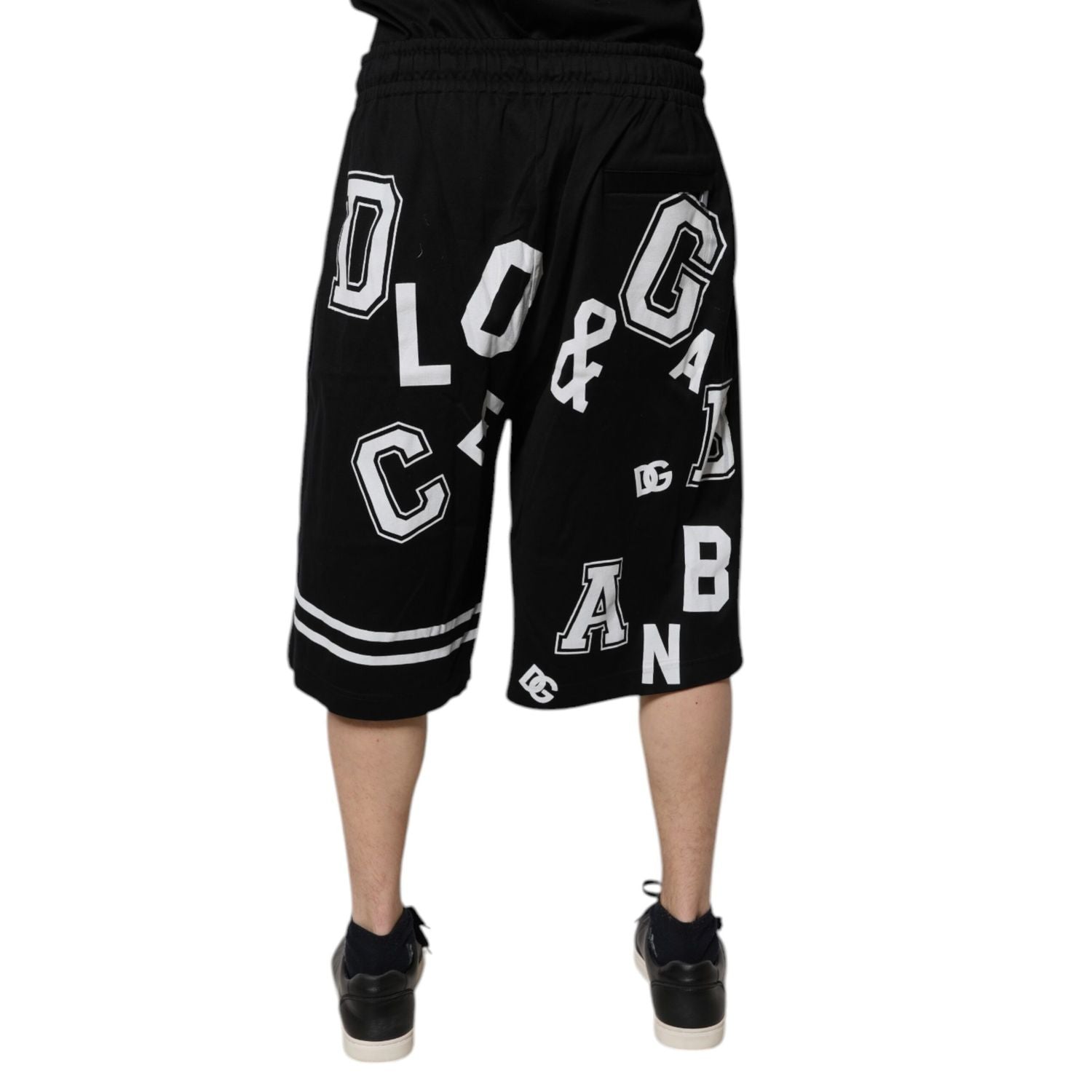 Dolce & Gabbana Black Logo Cotton Bermuda Sweatshorts Shorts