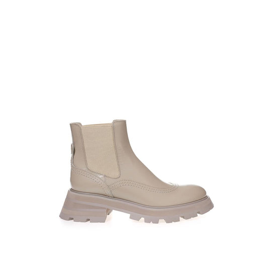 Alexander McQueen Chic Gray Leather Boots for Elegant Steps AL-18966220011147-EU37.5/US7.5
