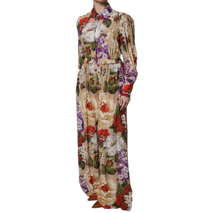 Dolce & Gabbana Multicolor Floral Wide Leg Jumpsuit Dress