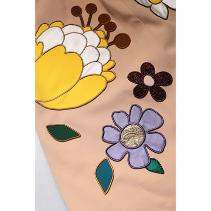 Dolce & Gabbana Beige Floral High Waist Pencil Cut Skirt