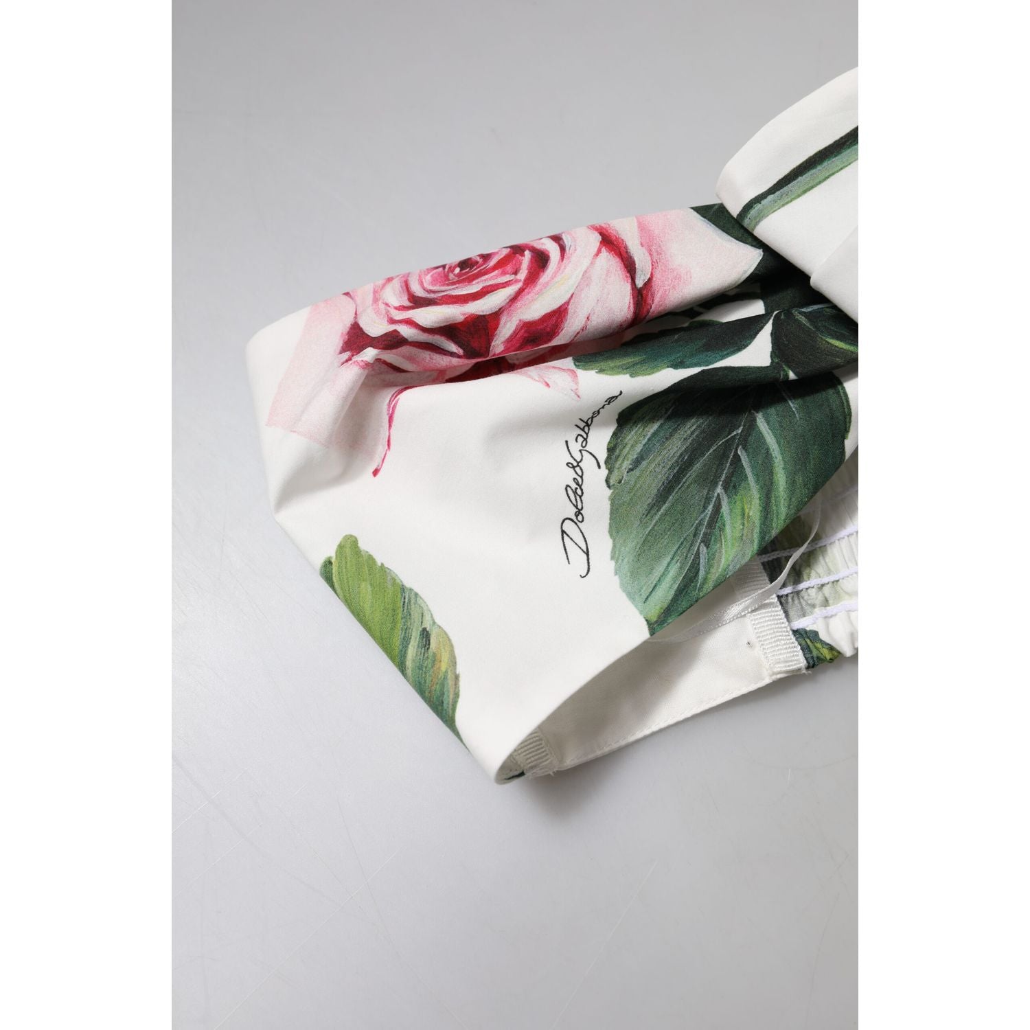 Dolce & Gabbana White Floral Print Cropped Bustier Corset Top