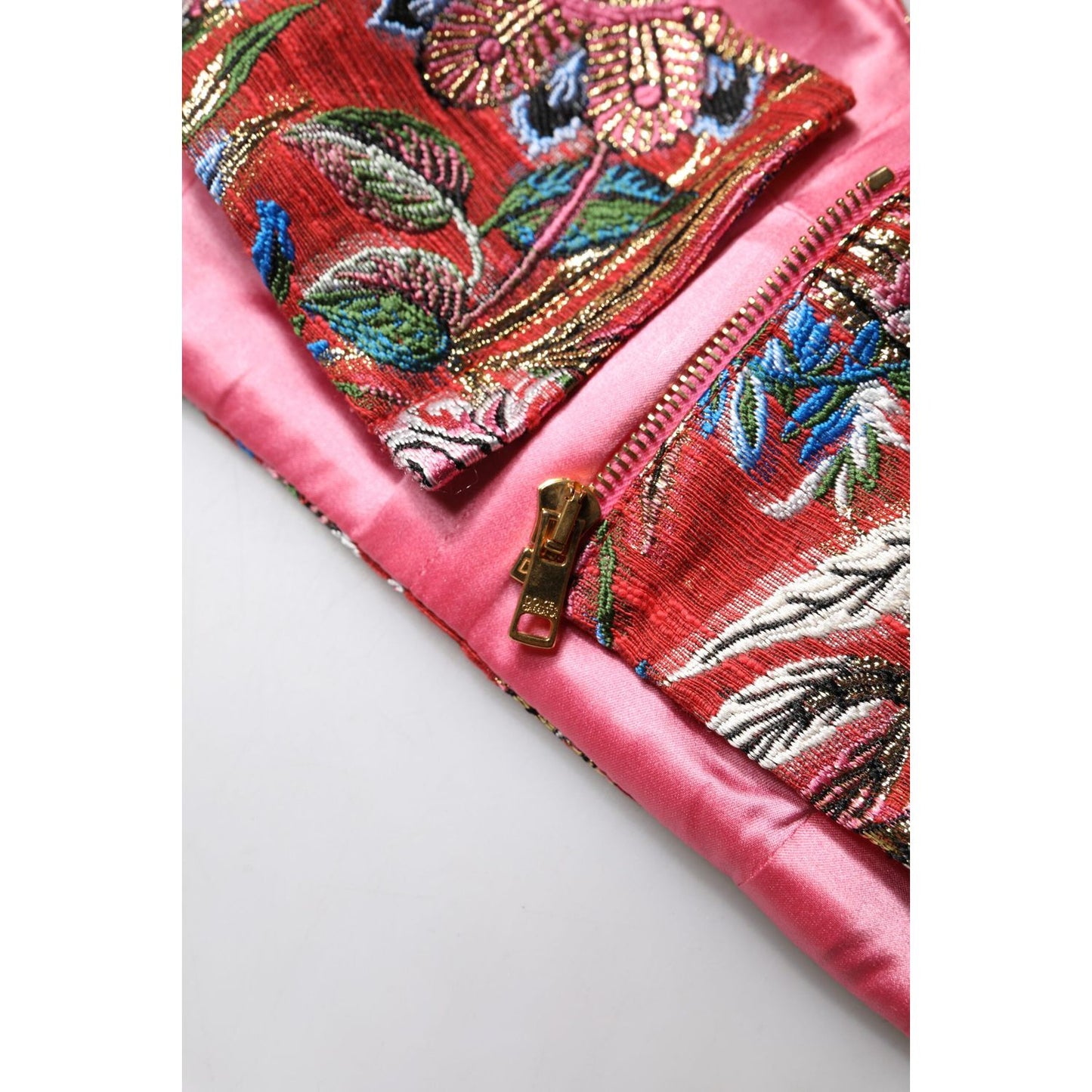 Dolce & Gabbana Red Floral Brocade Cropped Bustier Corset Top TSH90124-40