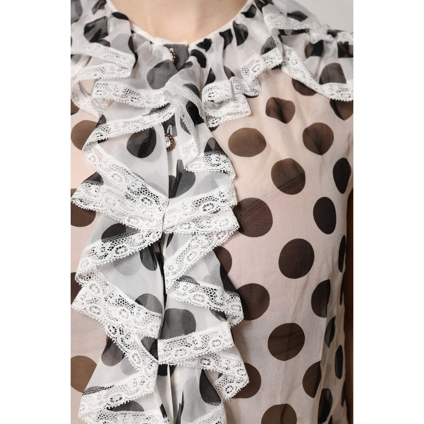 Dolce & Gabbana White Black Polka Dot Cotton Sleeveless Top