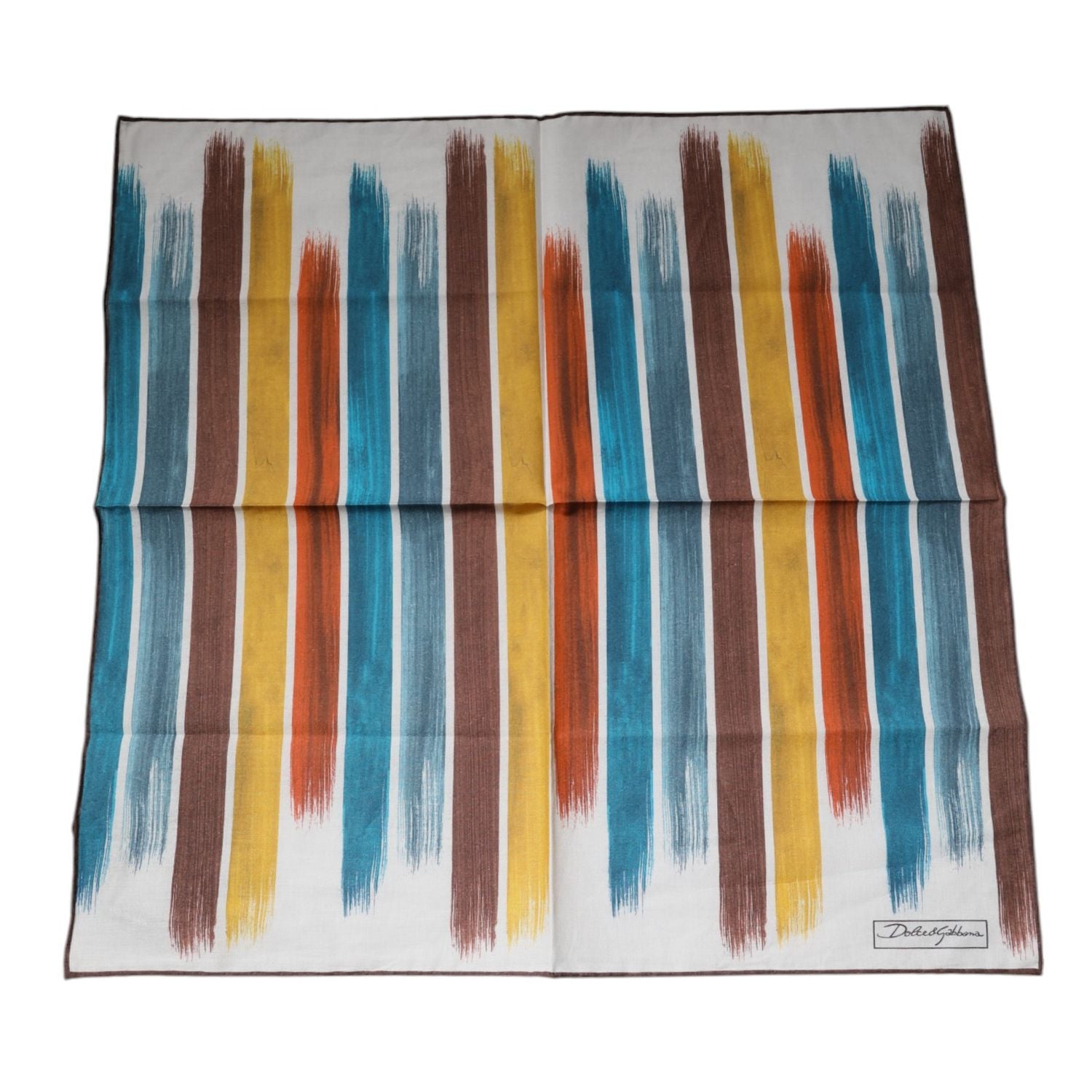 Dolce & Gabbana Multicolor Stripes Cotton Square Foulard Scarf