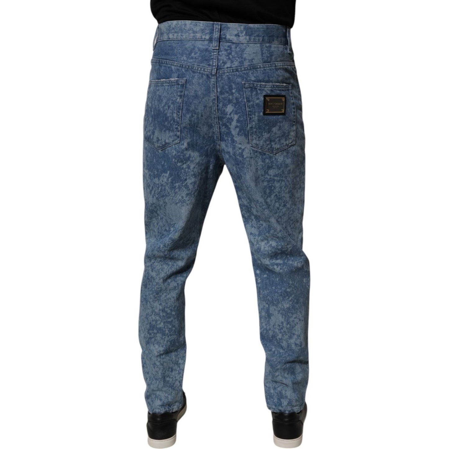 Dolce & Gabbana Blue Tie Dye Cotton Skinny Men Denim Jeans