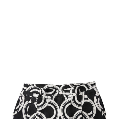 Dolce & Gabbana Black White Linen Bermuda Shorts