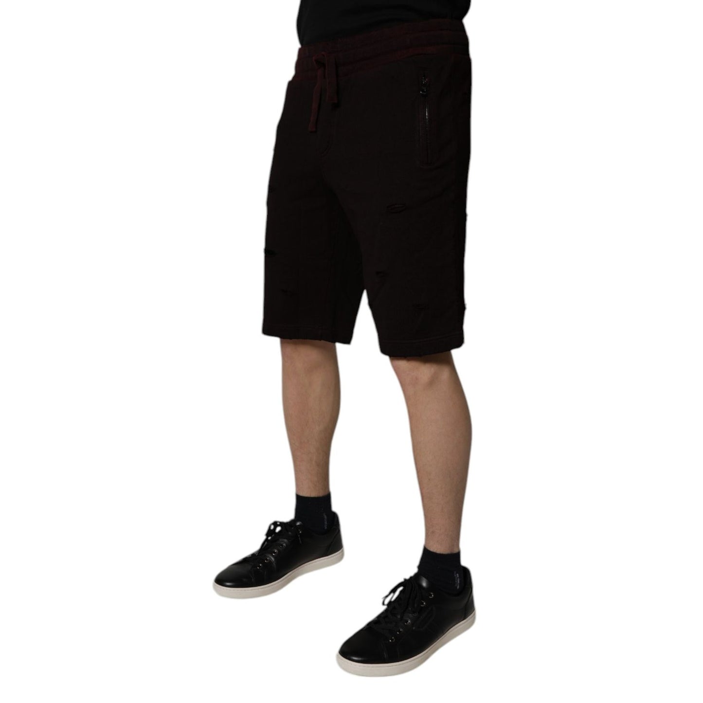 Dolce & Gabbana Maroon Cotton Sweatshorts Men Bermuda Shorts