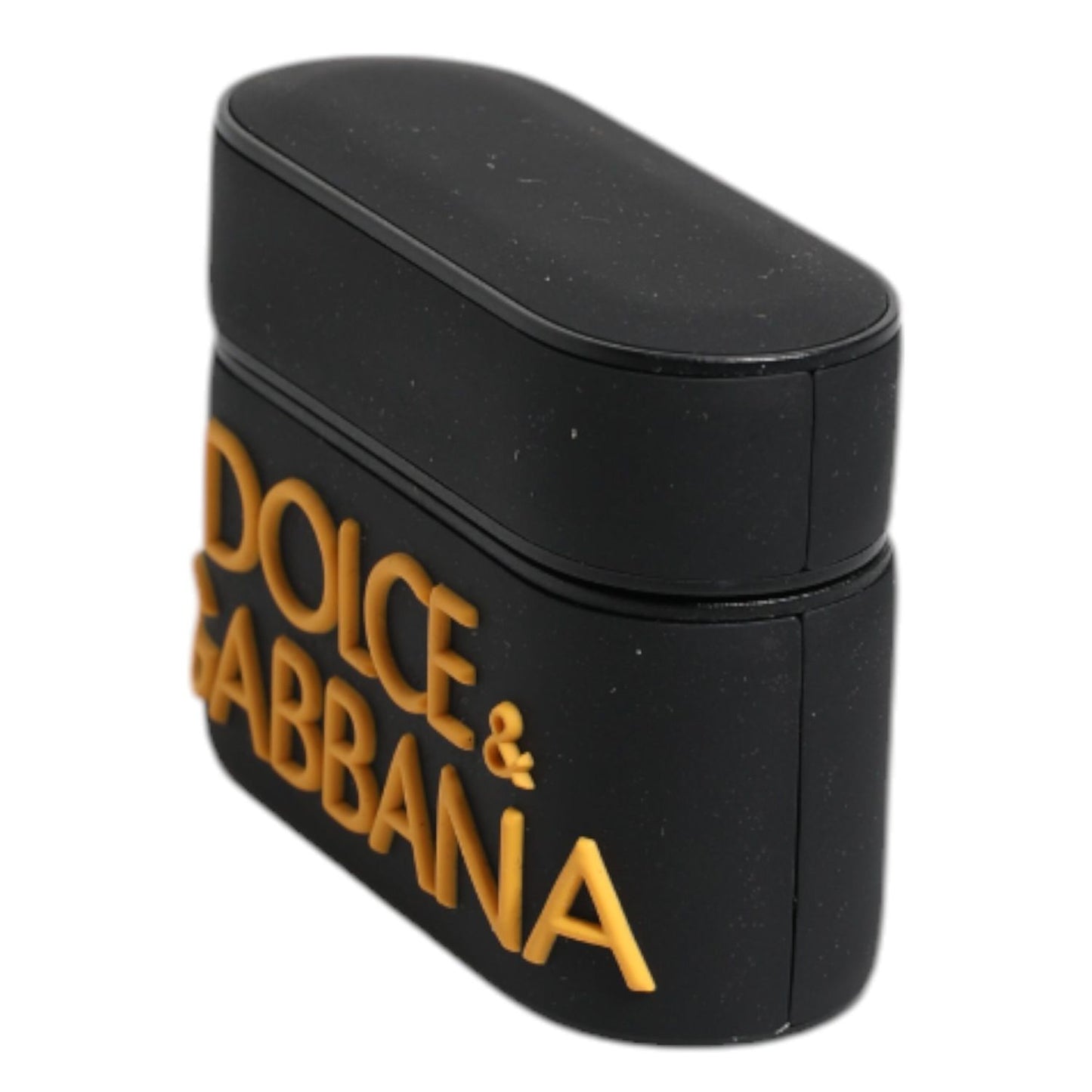 Dolce & Gabbana Black Yellow Silicone Embossed Logo Airpods Case