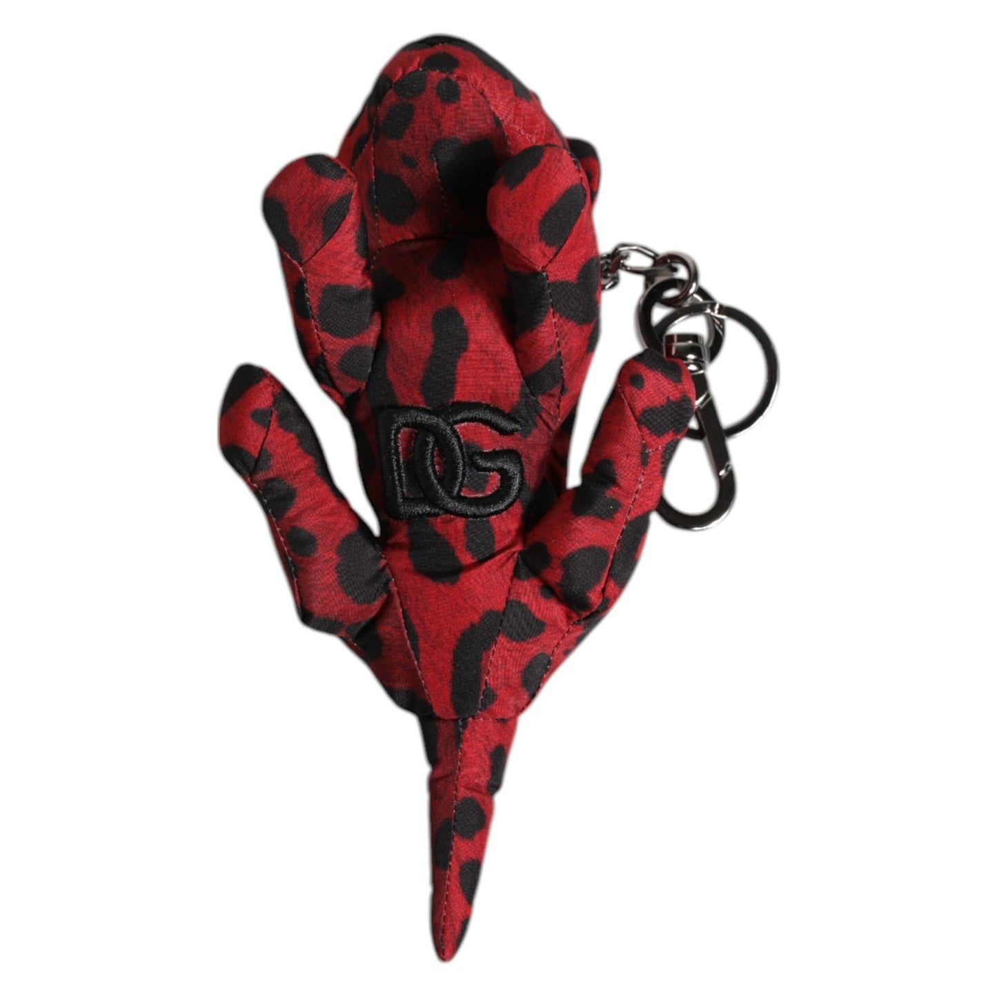Dolce & Gabbana Red Black Polyester Animal Silhouette Keychain Keyring