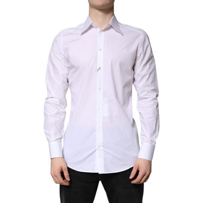 Dolce & Gabbana White Cotton GOLD Dress Formal Shirt