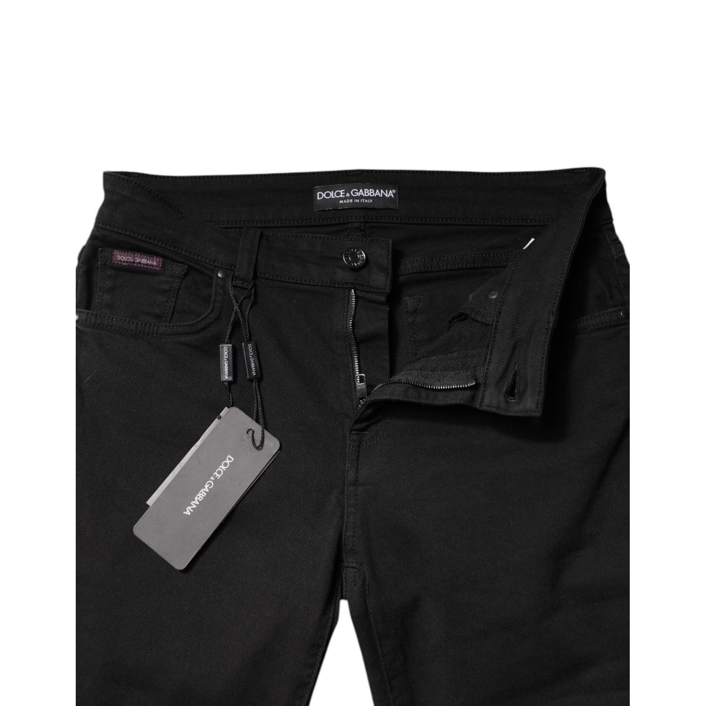 Dolce & Gabbana Black Cotton Mid Waisted Skinny Denim Jeans