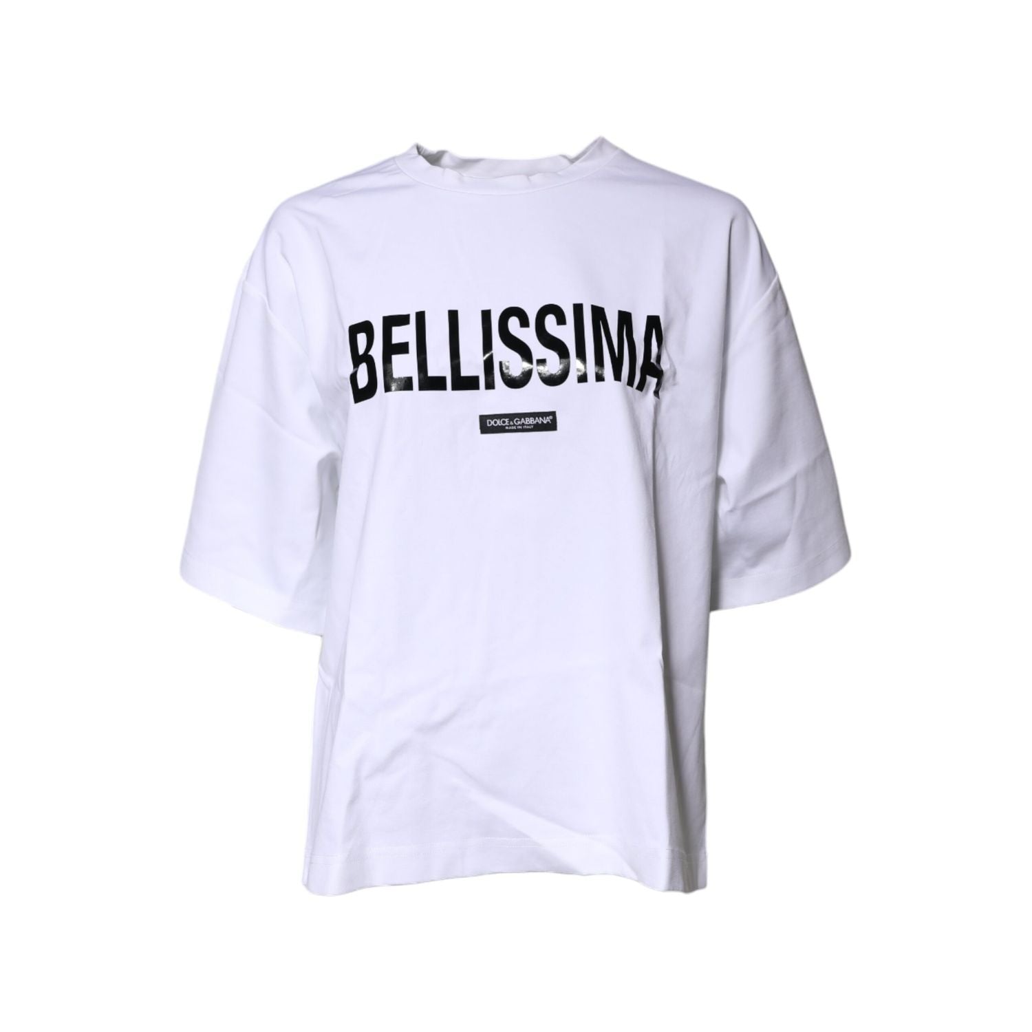Dolce & Gabbana White Bellissima Cotton Crew Neck T-shirt