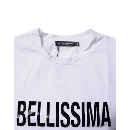 Dolce & Gabbana White Bellissima Cotton Crew Neck T-shirt
