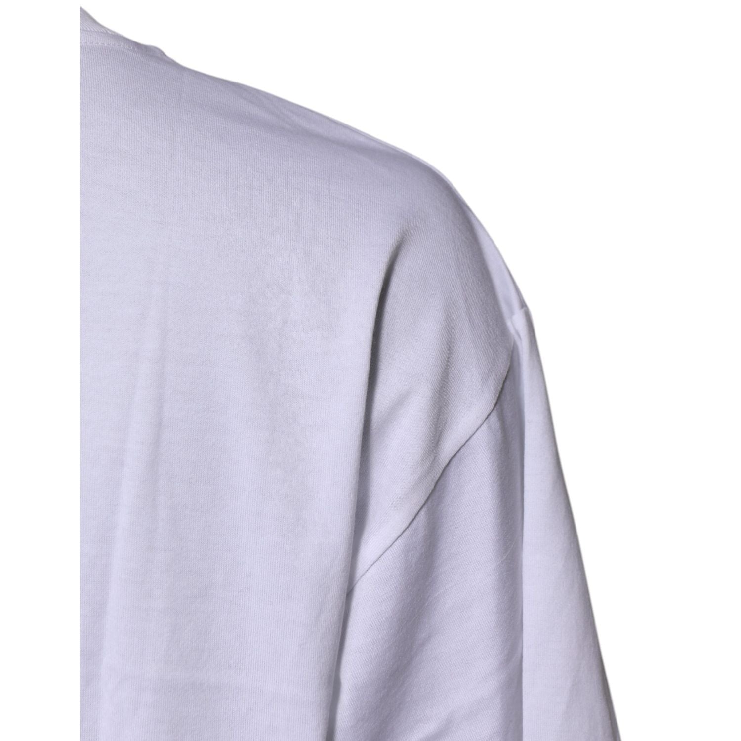 Dolce & Gabbana White Printed Round Neck Top Cotton T-shirt