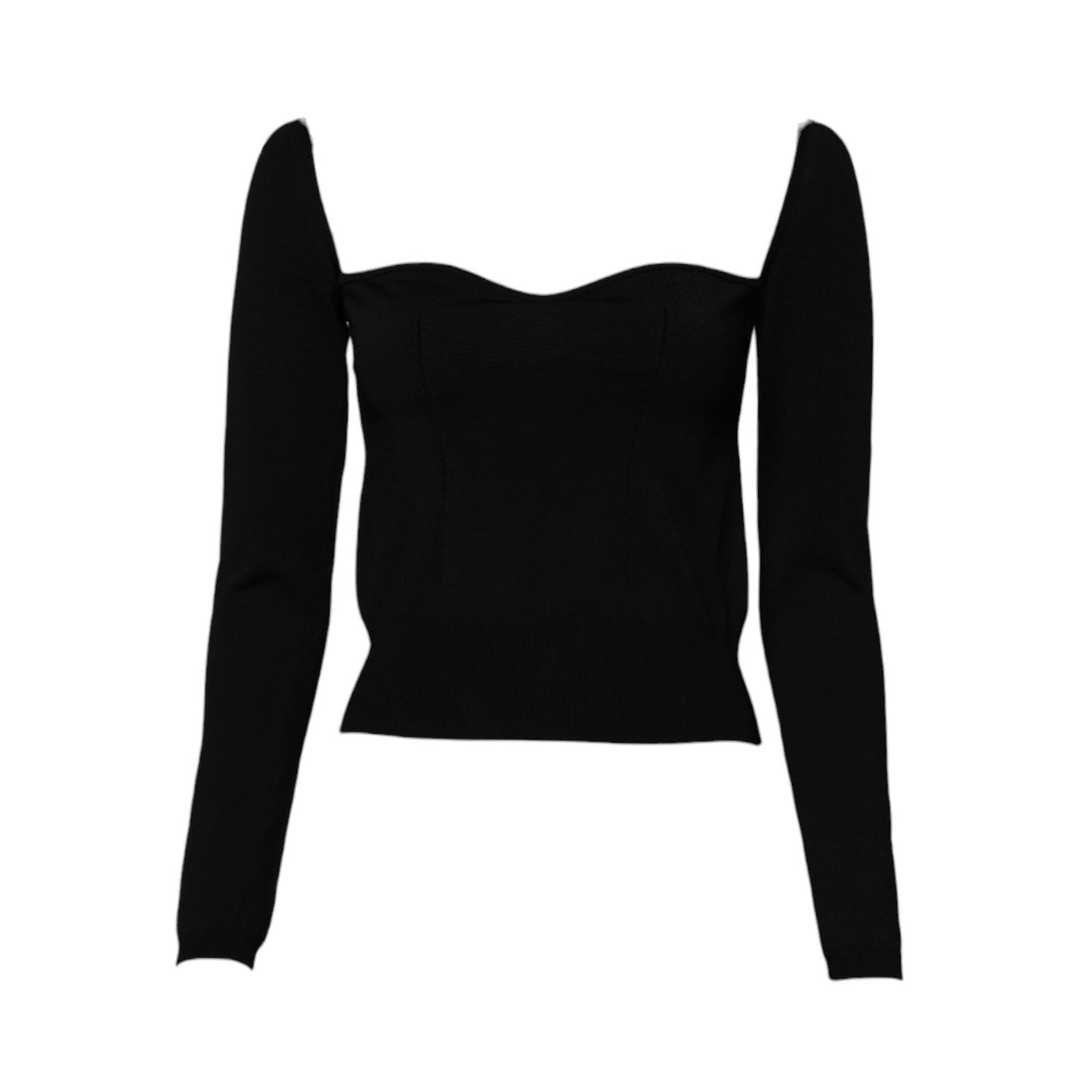 Dolce & Gabbana Black Square Neckline Long Sleeves Sweater