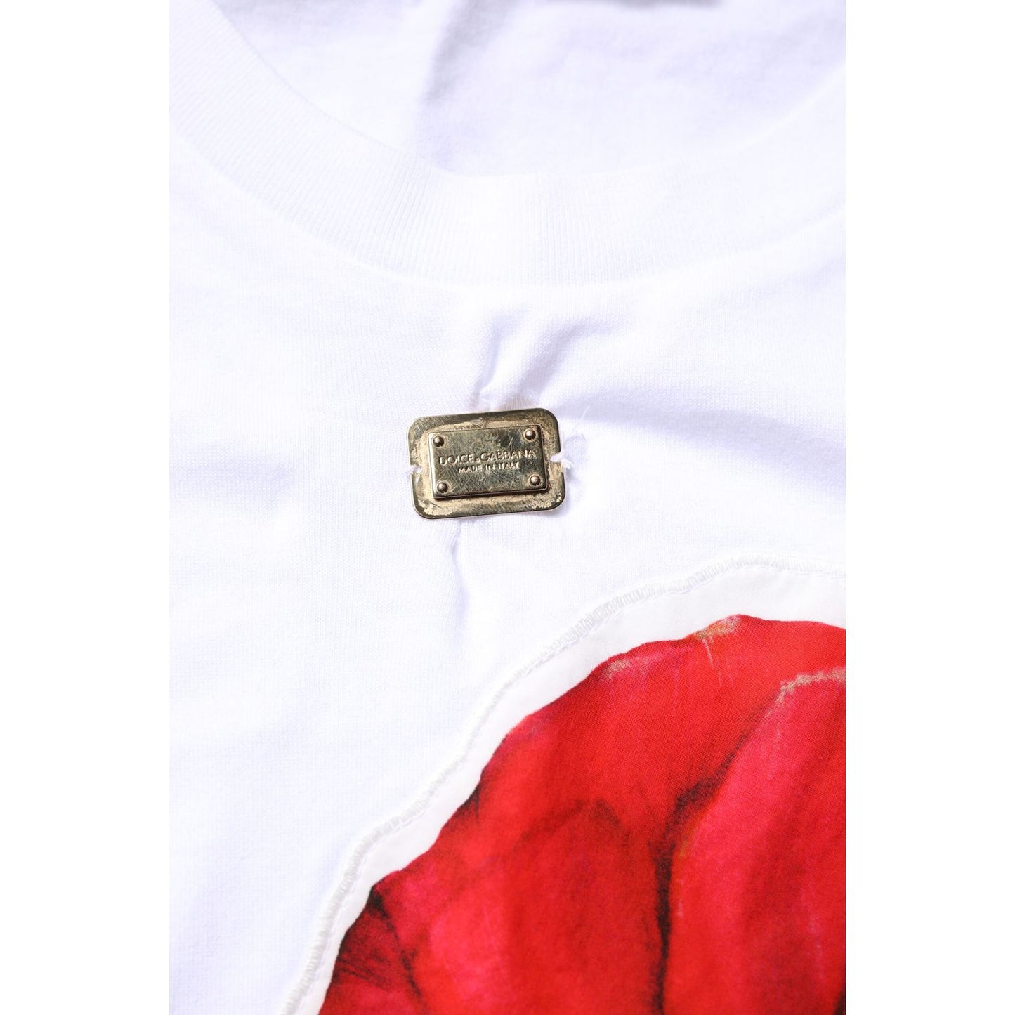 Dolce & Gabbana White Floral Print Cotton Crew Neck T-shirt