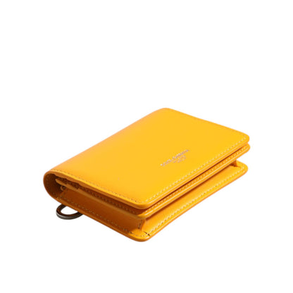 Dolce & Gabbana Yellow Leather Bifold Card Holder Crossbody Bag