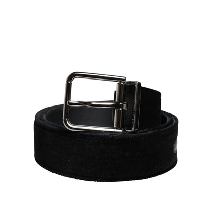 Dolce & Gabbana Black Cotton Silver Tone Metal Buckle Belt