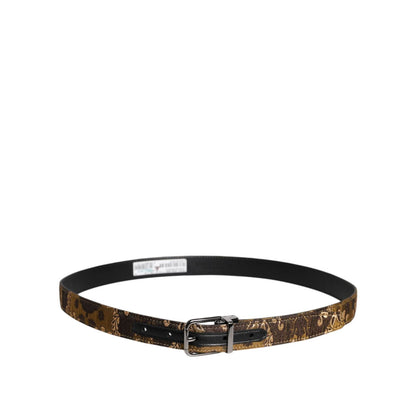 Dolce & Gabbana Multicolor Jacquard Leather Logo Buckle Belt