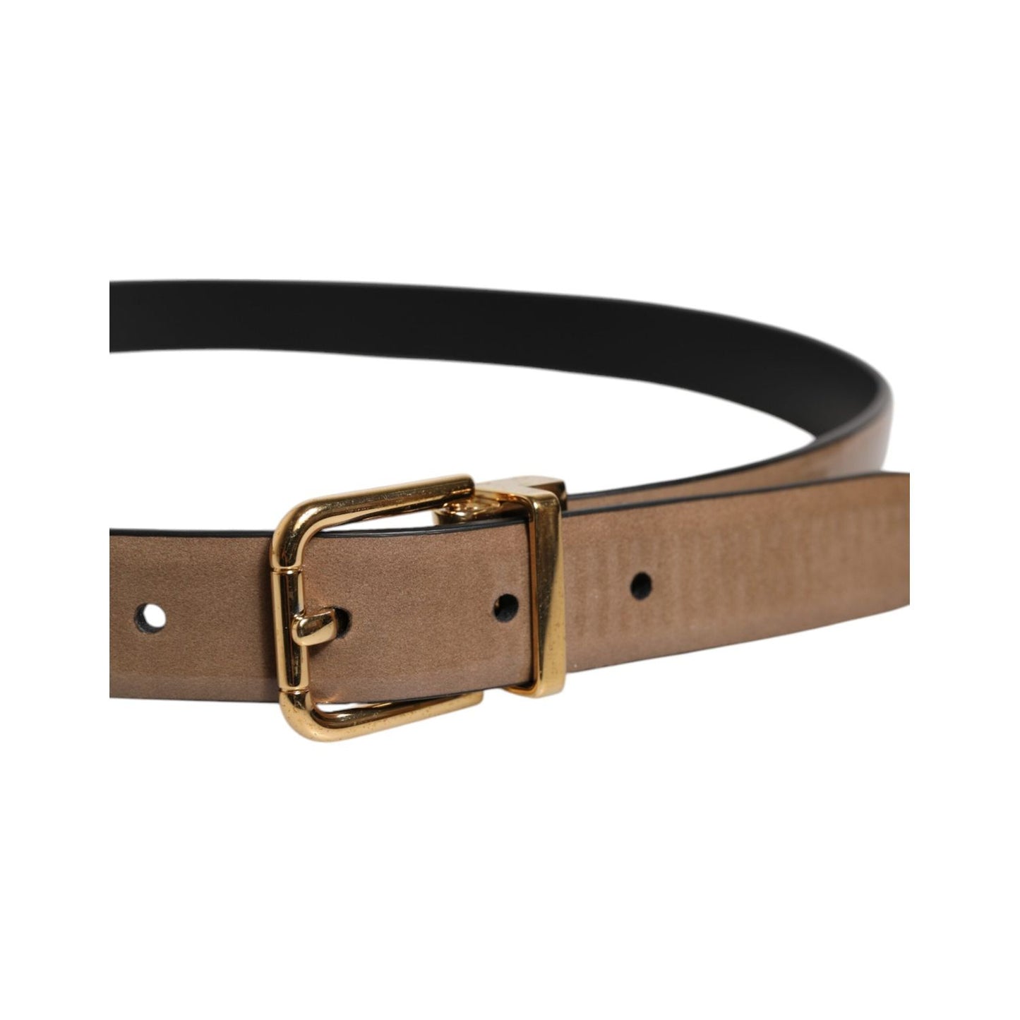 Dolce & Gabbana Brown Leather Classic Metal Logo Buckle Belt