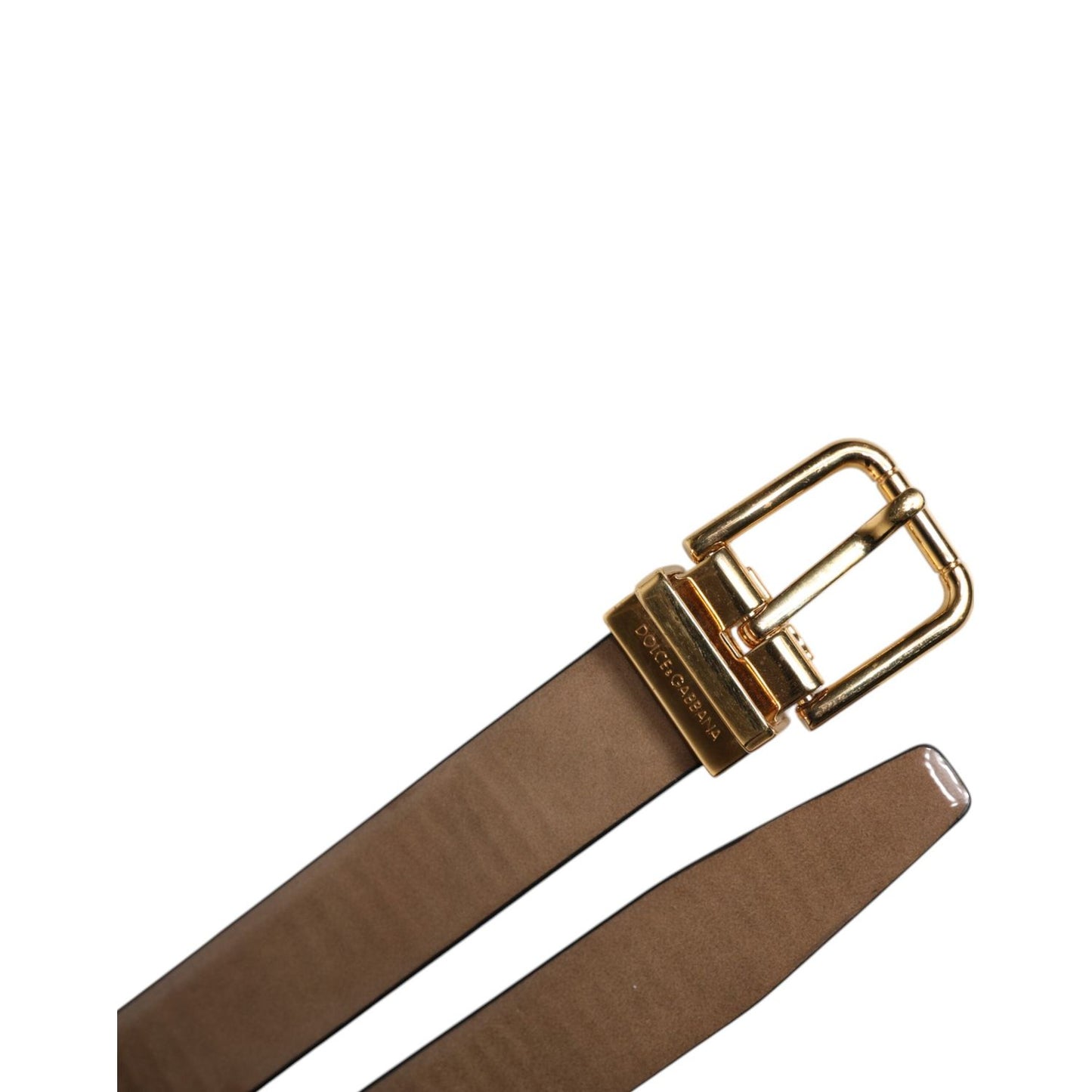 Dolce & Gabbana Brown Leather Classic Metal Logo Buckle Belt