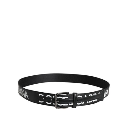 Dolce & Gabbana Black Leather Classic Metal Logo Buckle Belt
