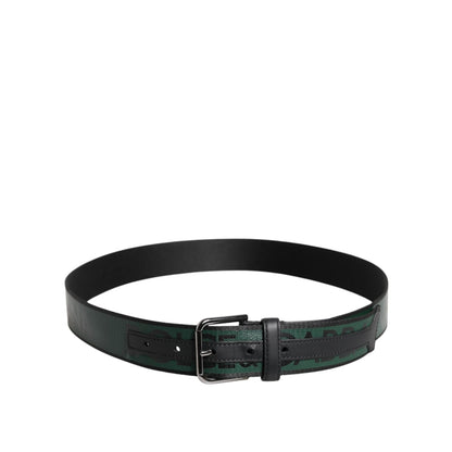 Dolce & Gabbana Green Black Classic Metal Logo Buckle Belt